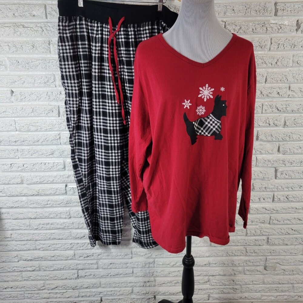 Dreams Co Pajamas 2X Plus Womens Black White Plaid 100% Cotton PJ Set SWE28E